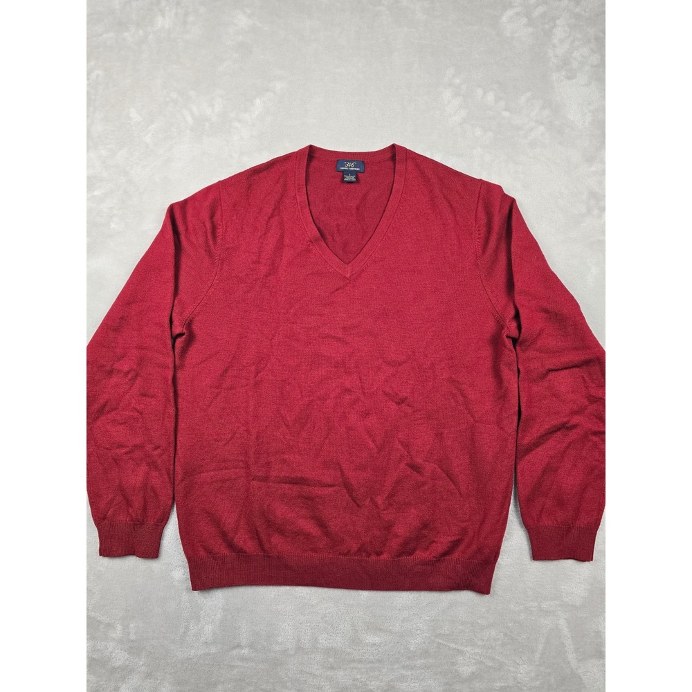 Brooks Brothers‎ 346 V-Neck Sweater Mens Large Red Merino Wool Blend Pullover